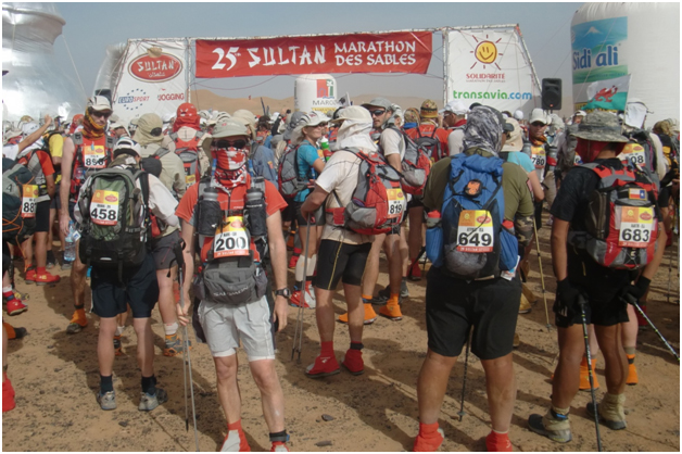 The Start of the Day – A small sand storm in the making (What appears to be suntans on everyone’s legs is baked on Saharan sand)
